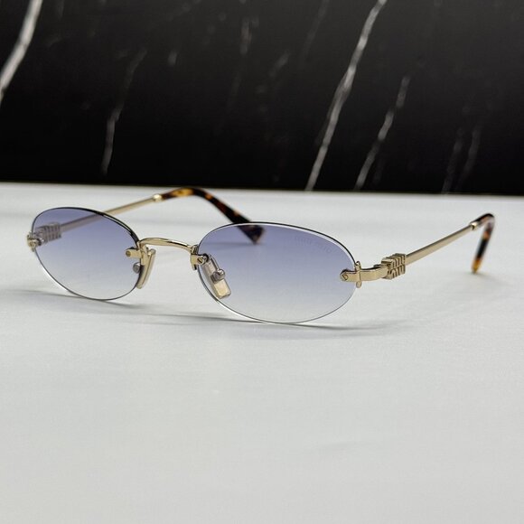 NEW MIU MIU MUA54S ZVN80O SUNGLASSES GOLD OVAL WOMEN SUNGLASSES MU A54S, SMU A54 main image 6